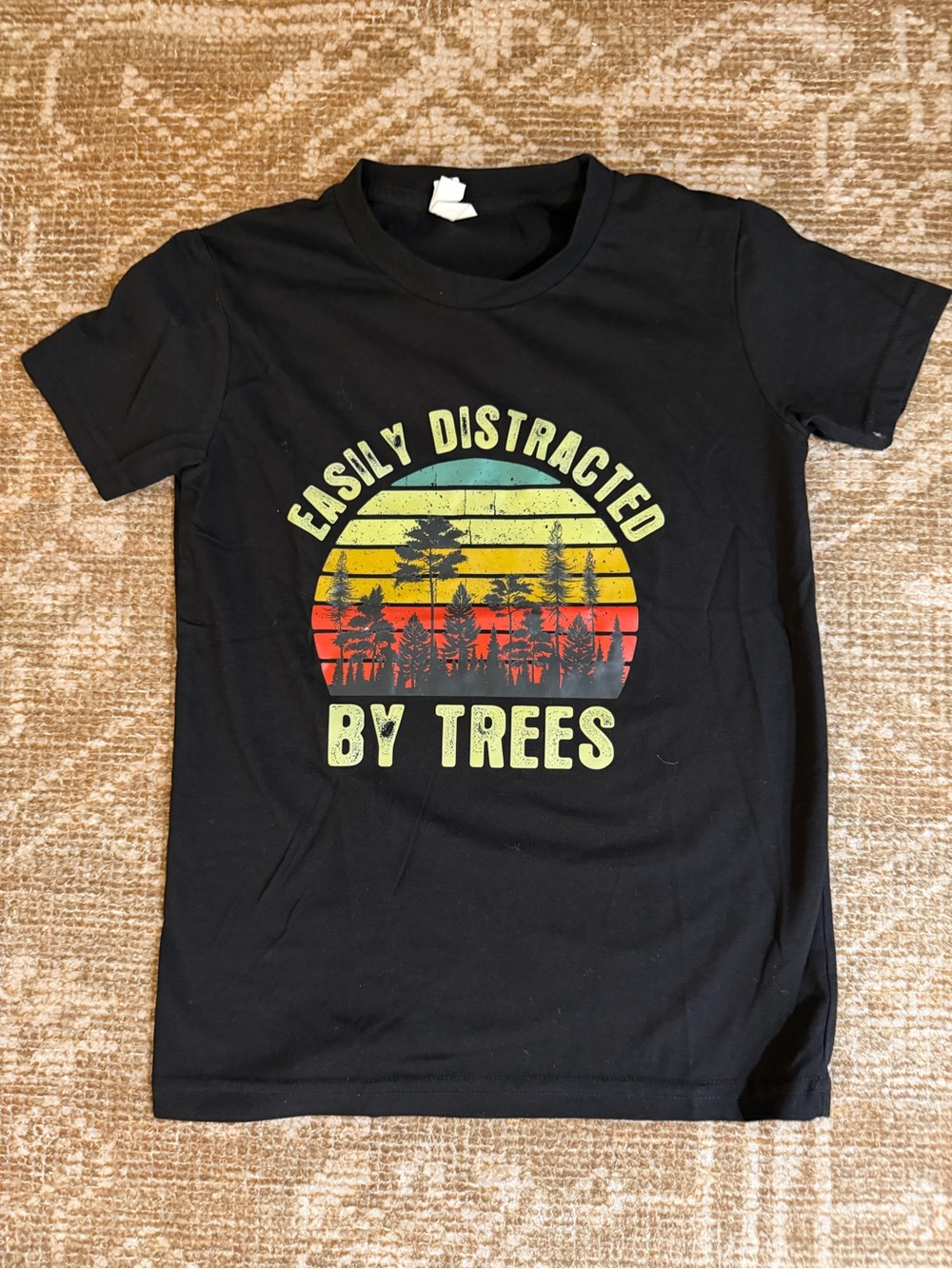 Kids Black Graphic Tee - Easily Distracted By Trees